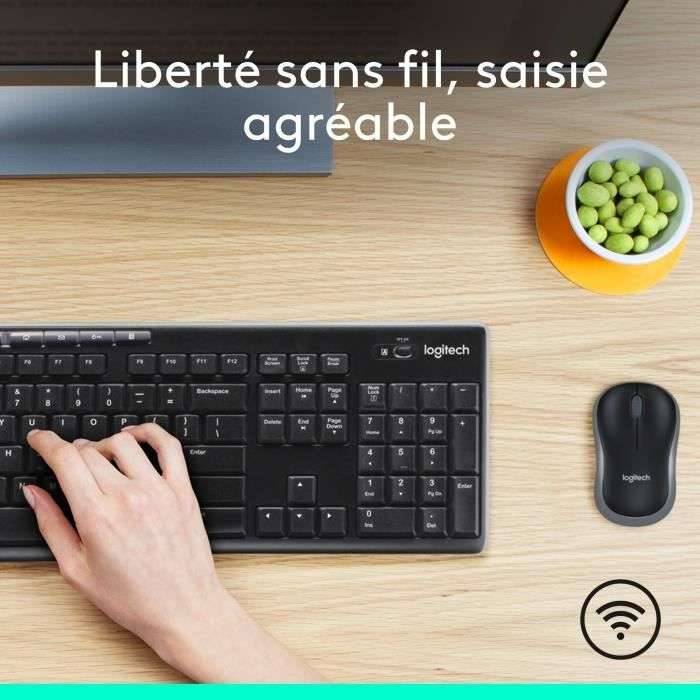 Logitech Wireless Combo MK270 USB Kit souris + clavier touches multimédia français, AZERTY noir-1