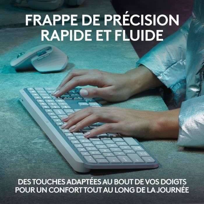 Logitech Master MX Keys S, Sans fil, Bluetooth, Commutateur de touche « ciseaux », AZERTY, LED, Gris-1