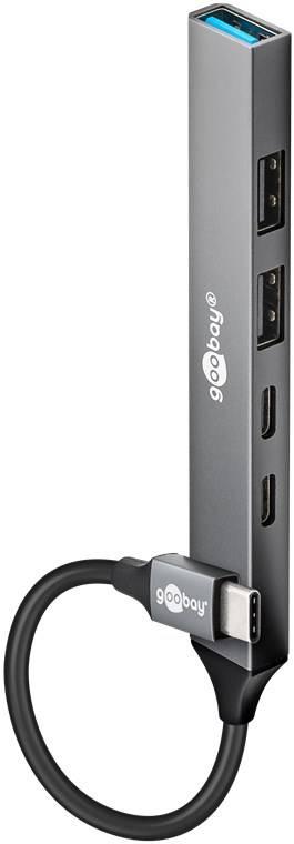 Hub USB 5 ports Goobay Slim, USB-C™ vers USB-C™/USB-A, USB 3.2 - prise USB-C™ (USB 3.2) > 1x prise USB-C™ (USB 2.0),...-0