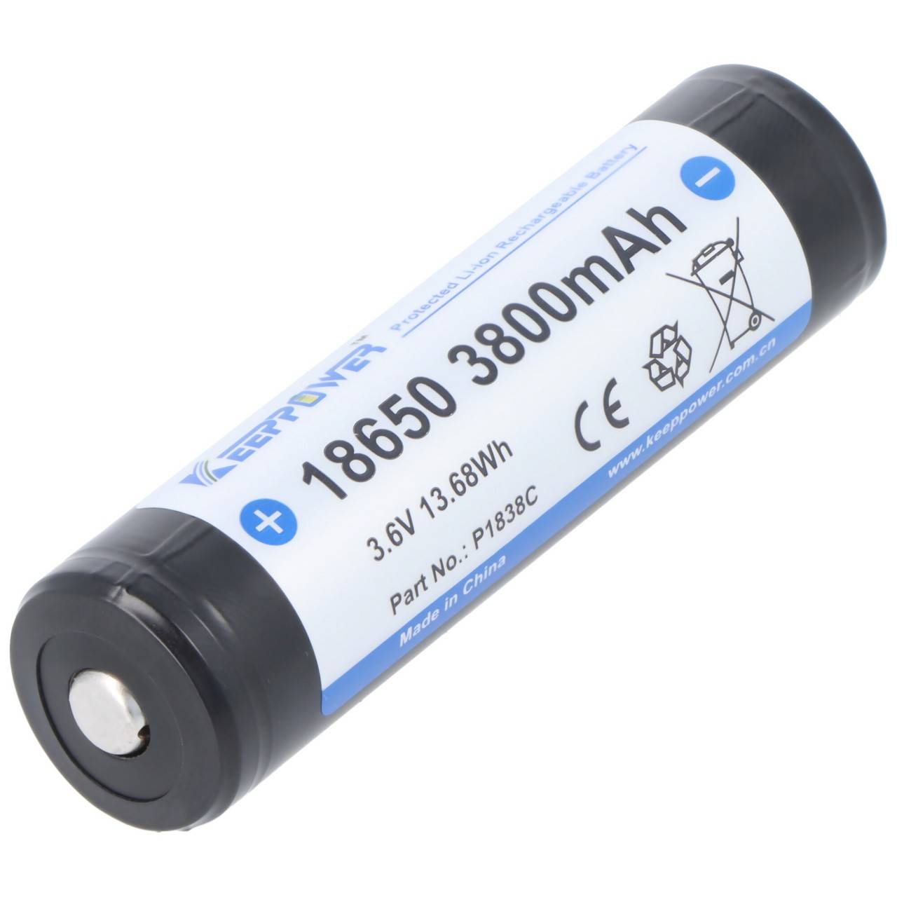 Batterie Li-ion 18650 3800mAh, 3,6V Batterie Li-ion protégée pôle positif surélevé ensemble de 2 avec boîte de rangement-1