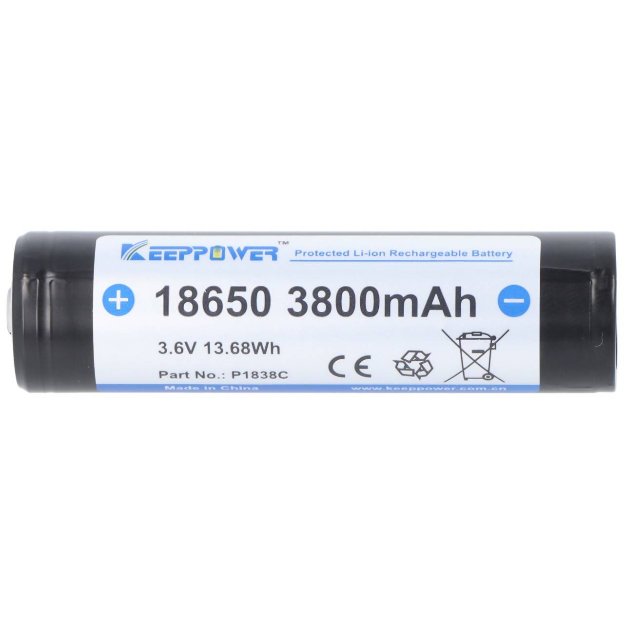 Batterie Li-ion 18650 3800mAh, 3,6V Batterie Li-ion protégée pôle positif surélevé ensemble de 2 avec boîte de rangement-3
