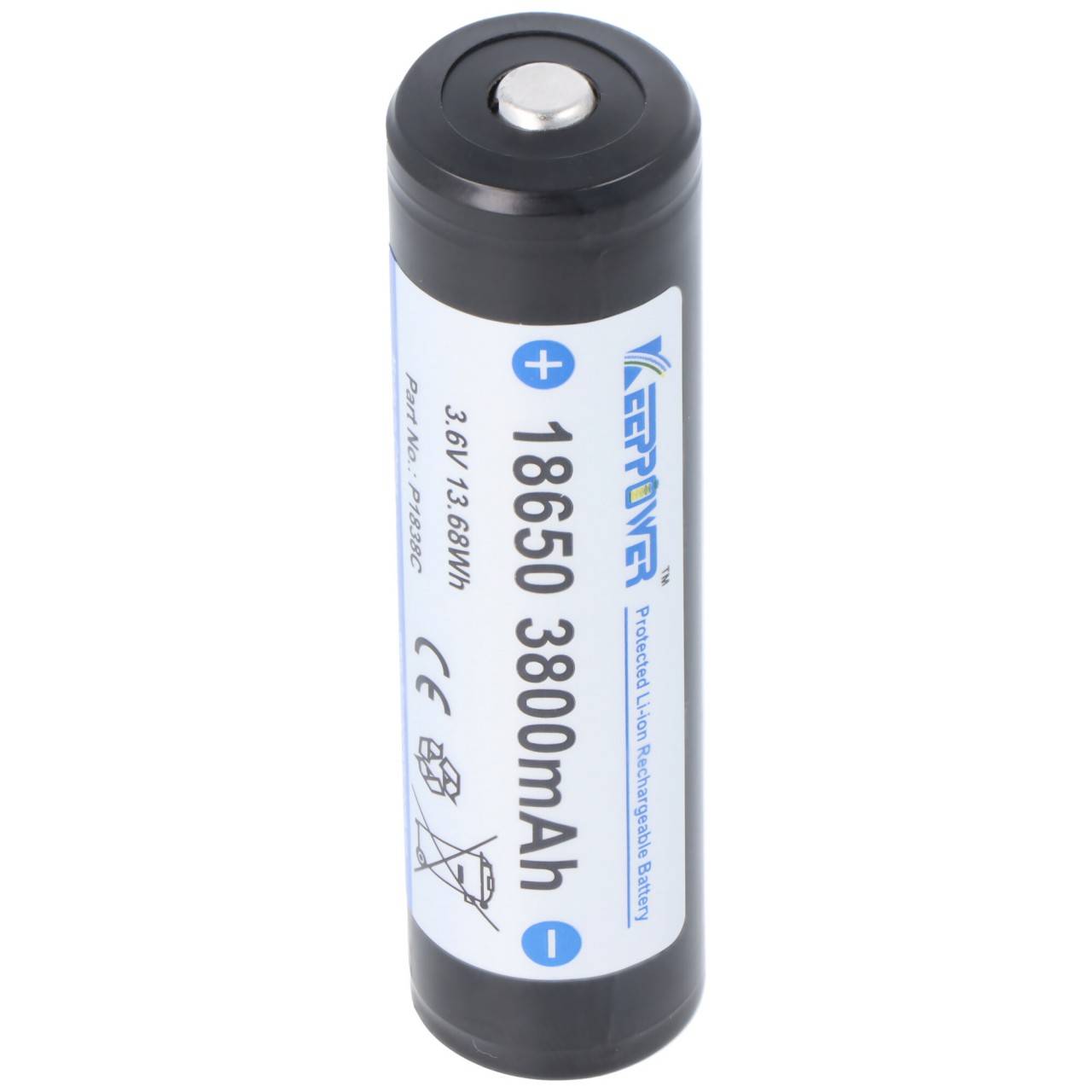 Batterie Li-ion 18650 3800mAh, 3,6V Batterie Li-ion protégée pôle positif surélevé ensemble de 2 avec boîte de rangement-4