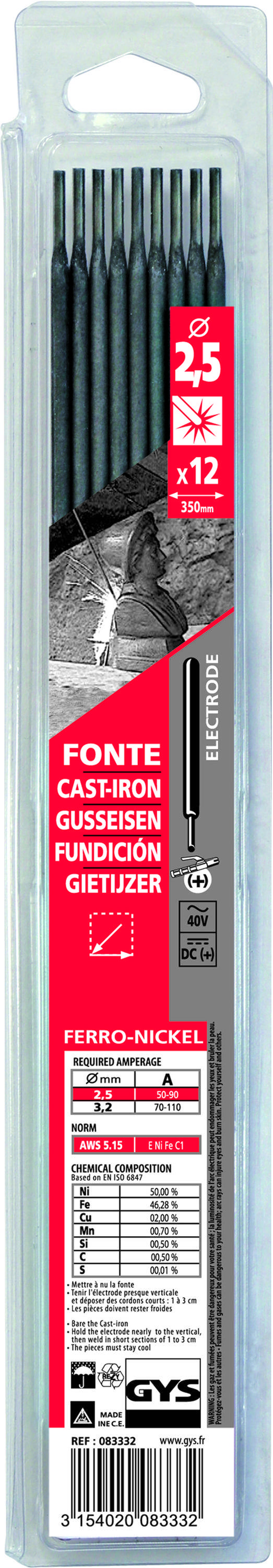 électrodes Gys Fonte 2.5mm Soudage Haute Qualité De La Fonte - Gys-0