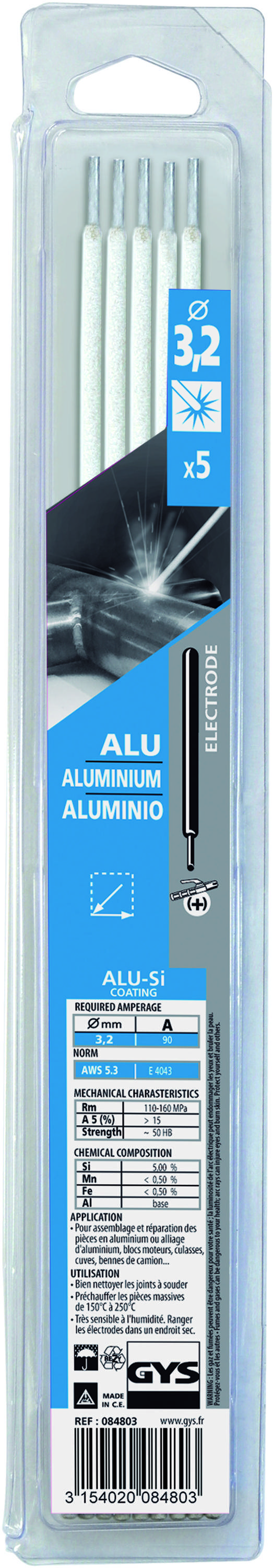 électrodes Alu Gys E4043 Soudage Aluminium Polyvalent - Gys-0