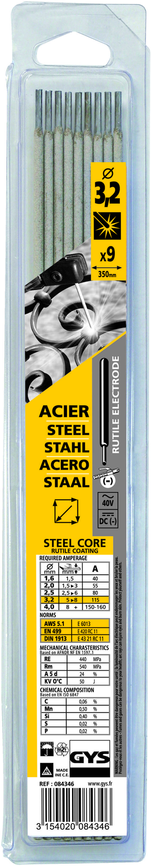 électrodes Gys 3,2mm Acier Soudage Polyvalent Acier - Gys-0