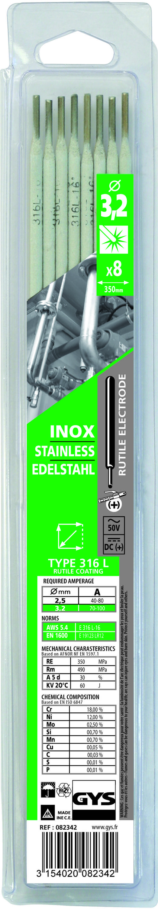étui électrodes Inox Gys électrodes Inox 3.2mm Mma/tig - Gys-0