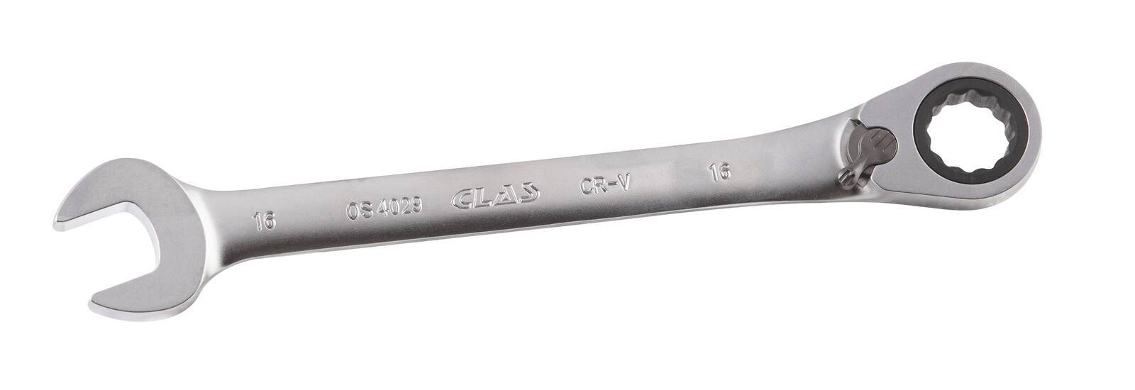 Clé mixte 16mm à cliquet réversible 15° CrV - OS 4029 - CLAS Equipements-0