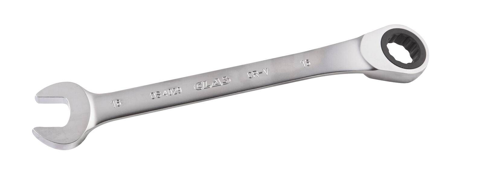 Clé mixte 16mm à cliquet réversible 15° CrV - OS 4029 - CLAS Equipements-1