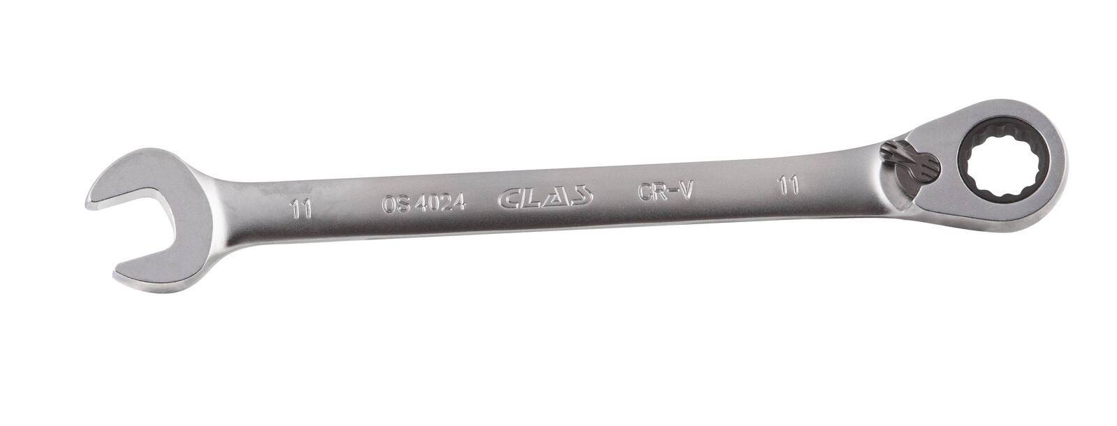 Clé mixte 11mm à cliquet réversible 15° CrV - OS 4024 - CLAS Equipements-0