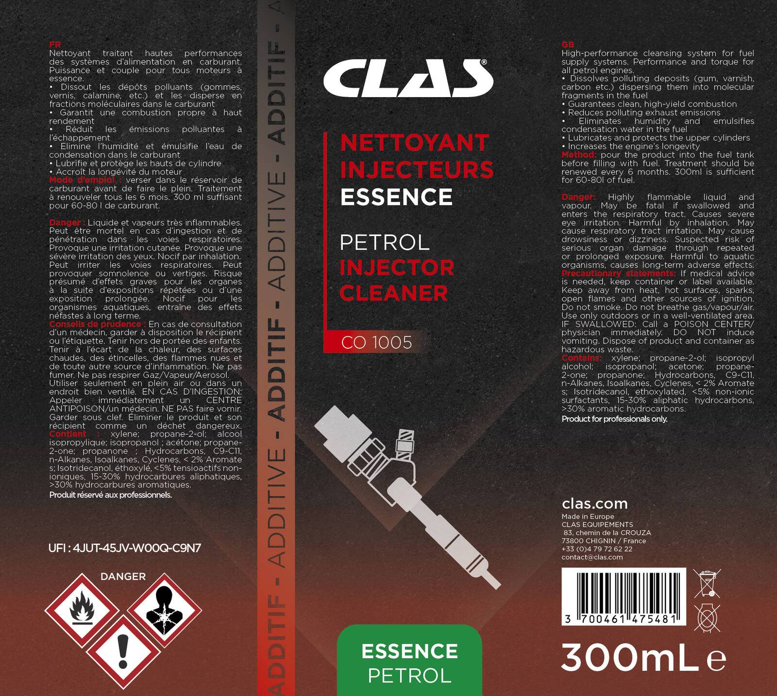 Nettoyant injecteurs essence 300mL - CO 1005 - CLAS Equipements-1