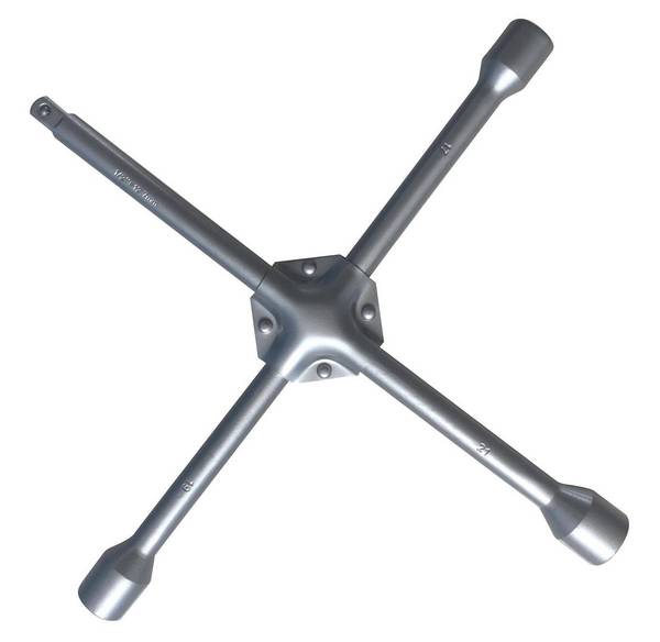 Clé en croix 1/2"-17-19-21mm L. 355mm CrV - OM 0766BL - CLAS Equipements