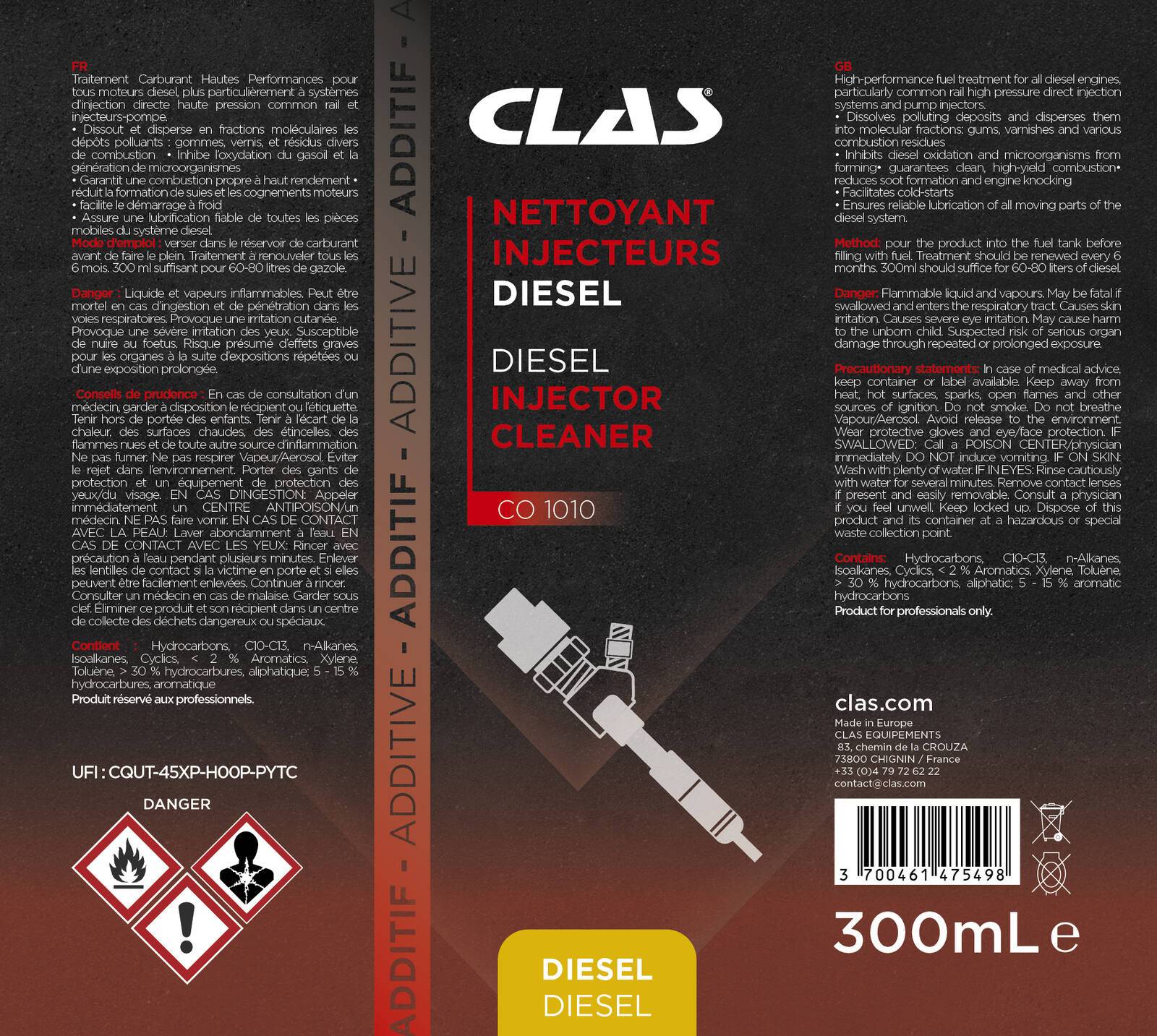 Nettoyant injecteurs diesel 300ml - CO 1010 - CLAS Equipements-1