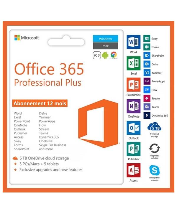 Microsoft Office 365 (PC, Mac, iOS, Android, Chromebook) - Validité 6 mois - Licence à télécharger - Livraison rapide 7/-0