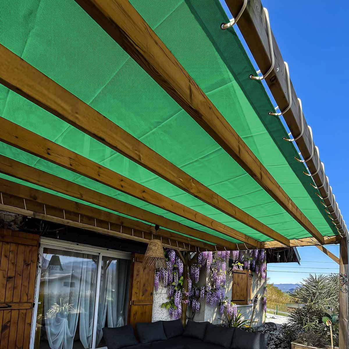Toile pergola micro-perforée Tecplast mp460pr 2,5x3 m - verte - garantie 5 ans-0