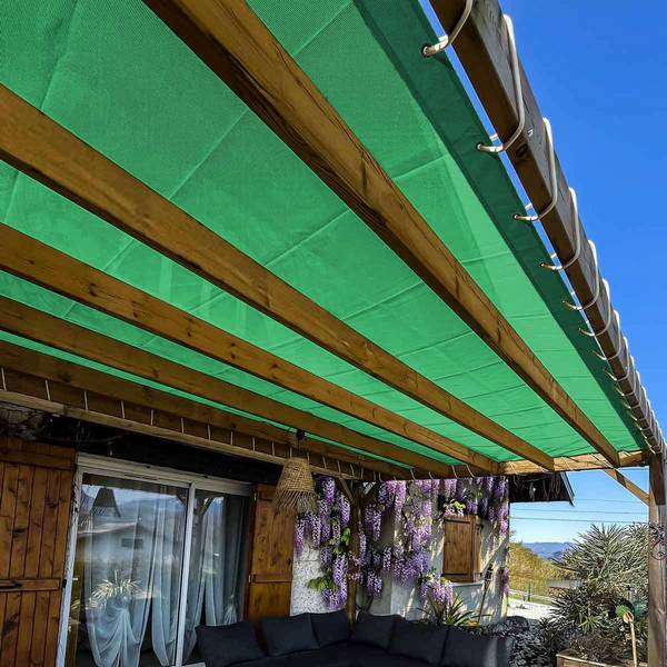 Toile pergola micro-perforée Tecplast mp460pr 3x6 m - verte - garantie 5 ans