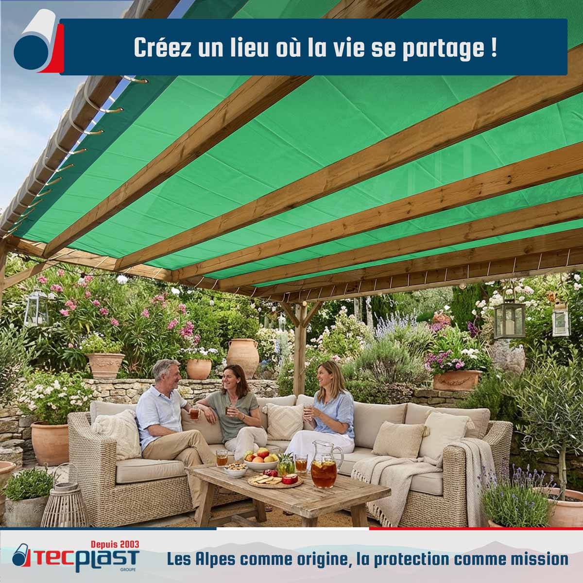 Toile pergola micro-perforée Tecplast mp460pr 2,5x3 m - verte - garantie 5 ans-3