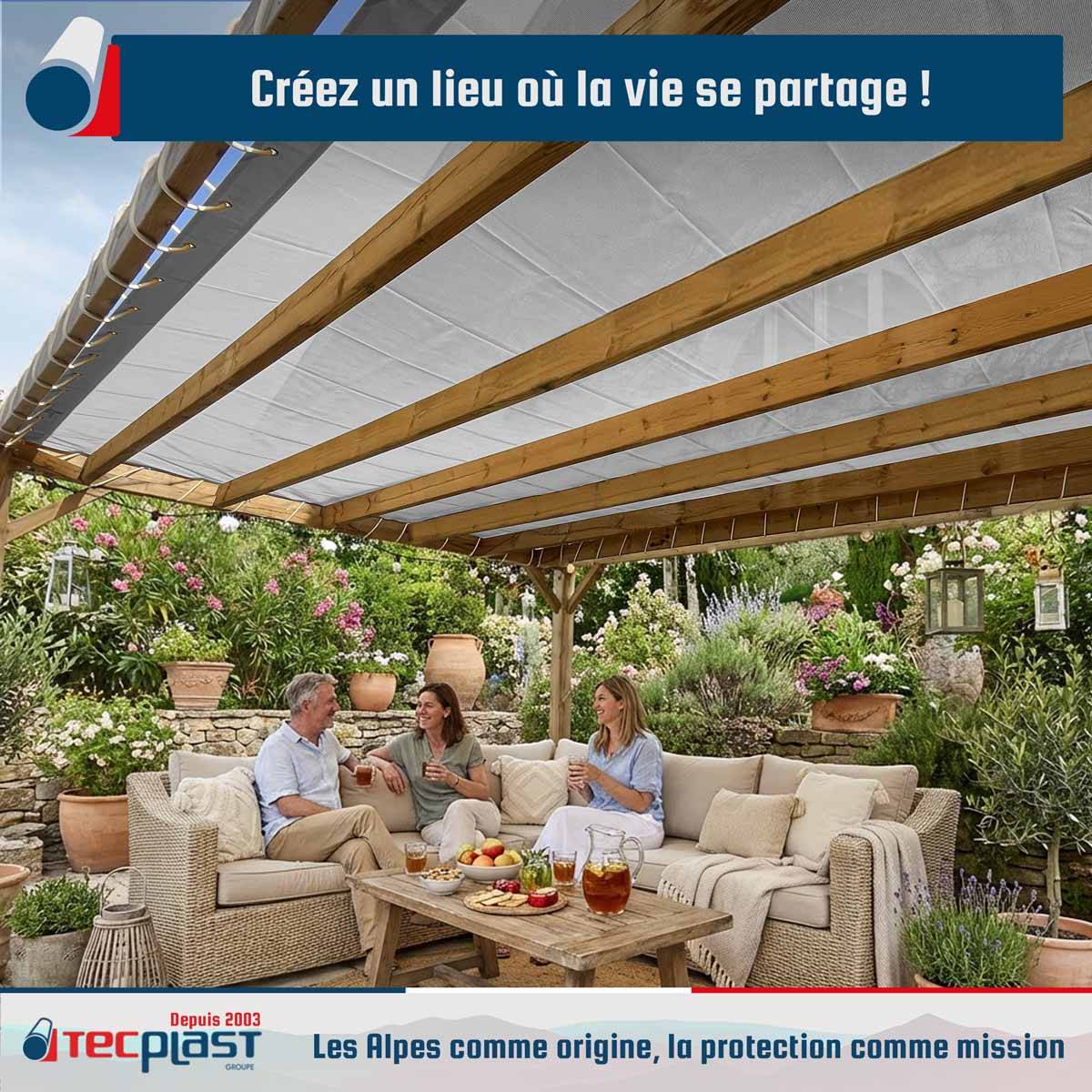 Toile pergola micro-perforée Tecplast mp460pr 3,5x4 m - grise - garantie 5 ans-3