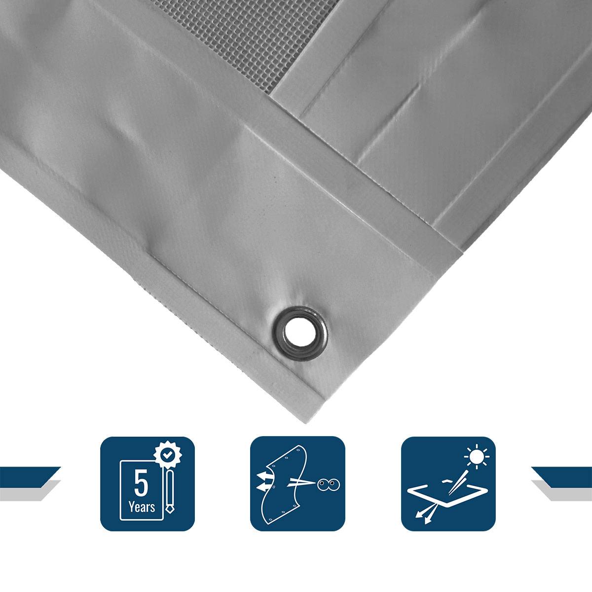 Bâche brise vue micro-perforée Tecplast mp460bv 3x5m - grise - garantie 5 ans-3