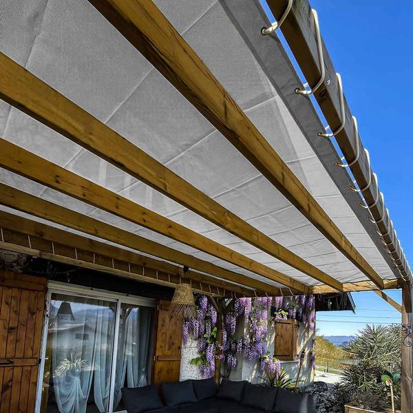 Toile pergola micro-perforée Tecplast mp460pr 3,5x4 m - grise - garantie 5 ans