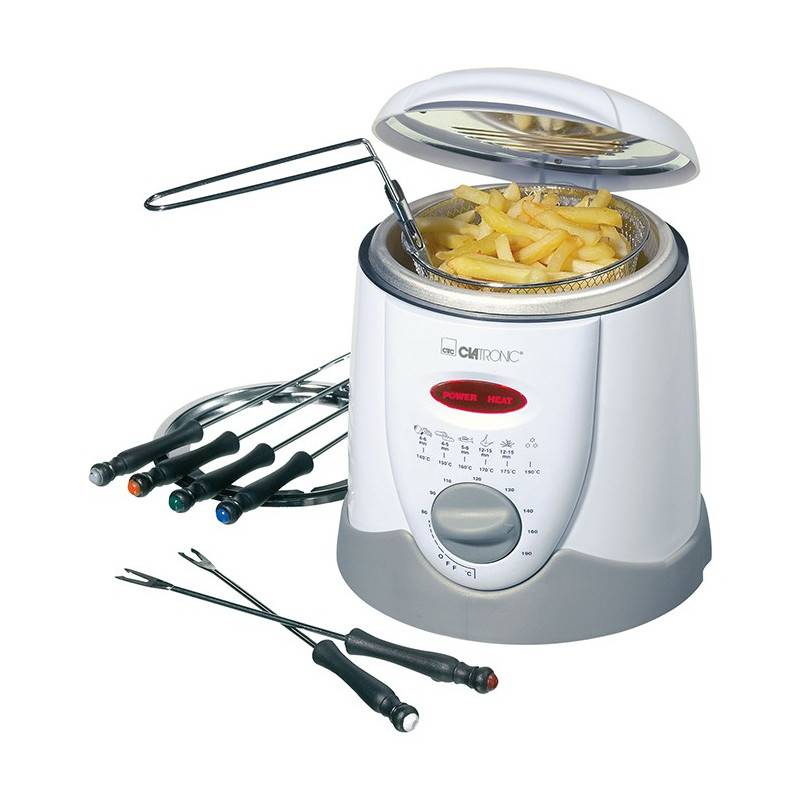 Friteuse et fondue pour 6 personnes 1L Clatronic FFR 2916 Blanc-1