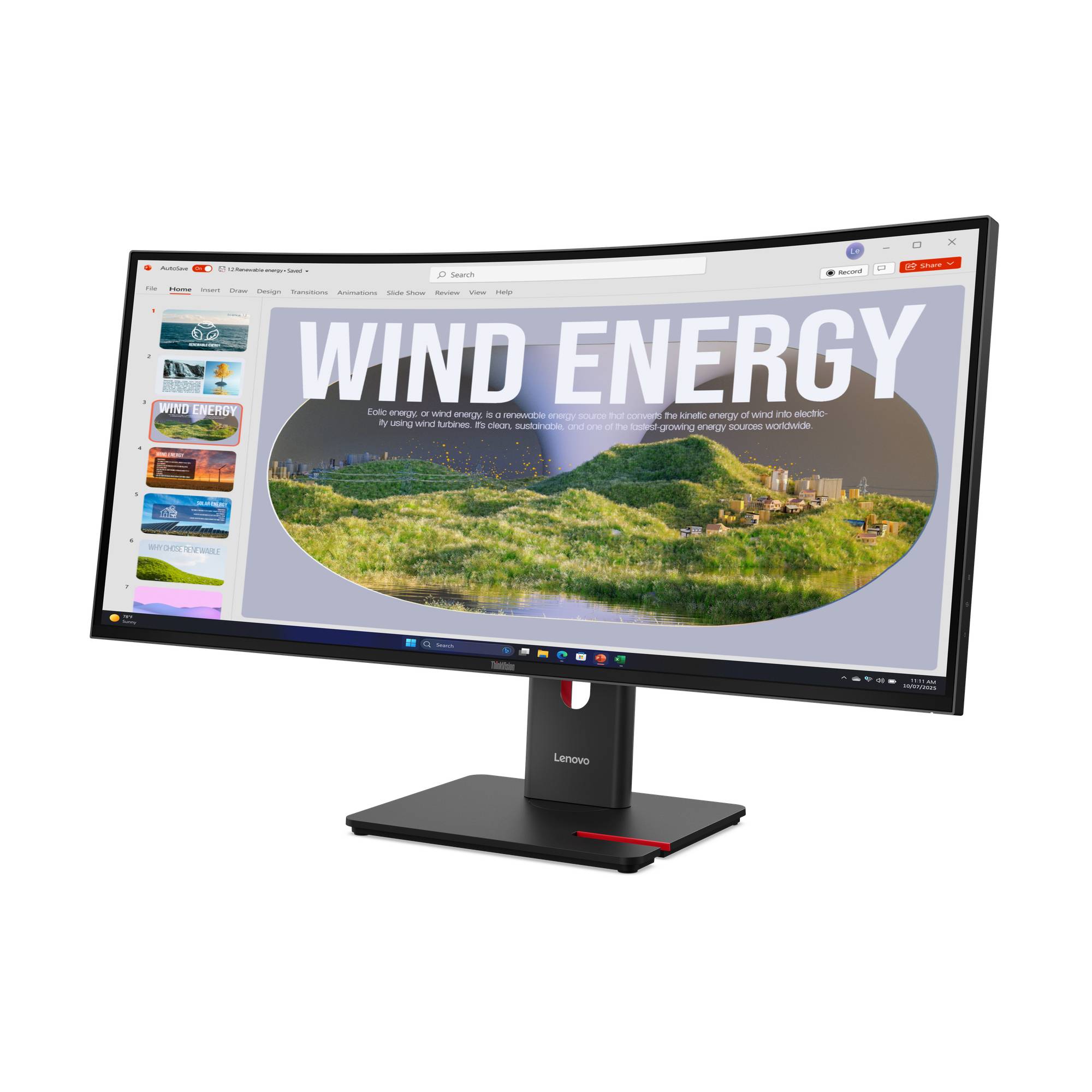 LENOVO ThinkVision T34WD-40 LED Écran curved 34p 3440x1440 UWQHD 120Hz VA 300cd/m2 3000:1 HDR10 4ms HDMI DisplayPort USB-1