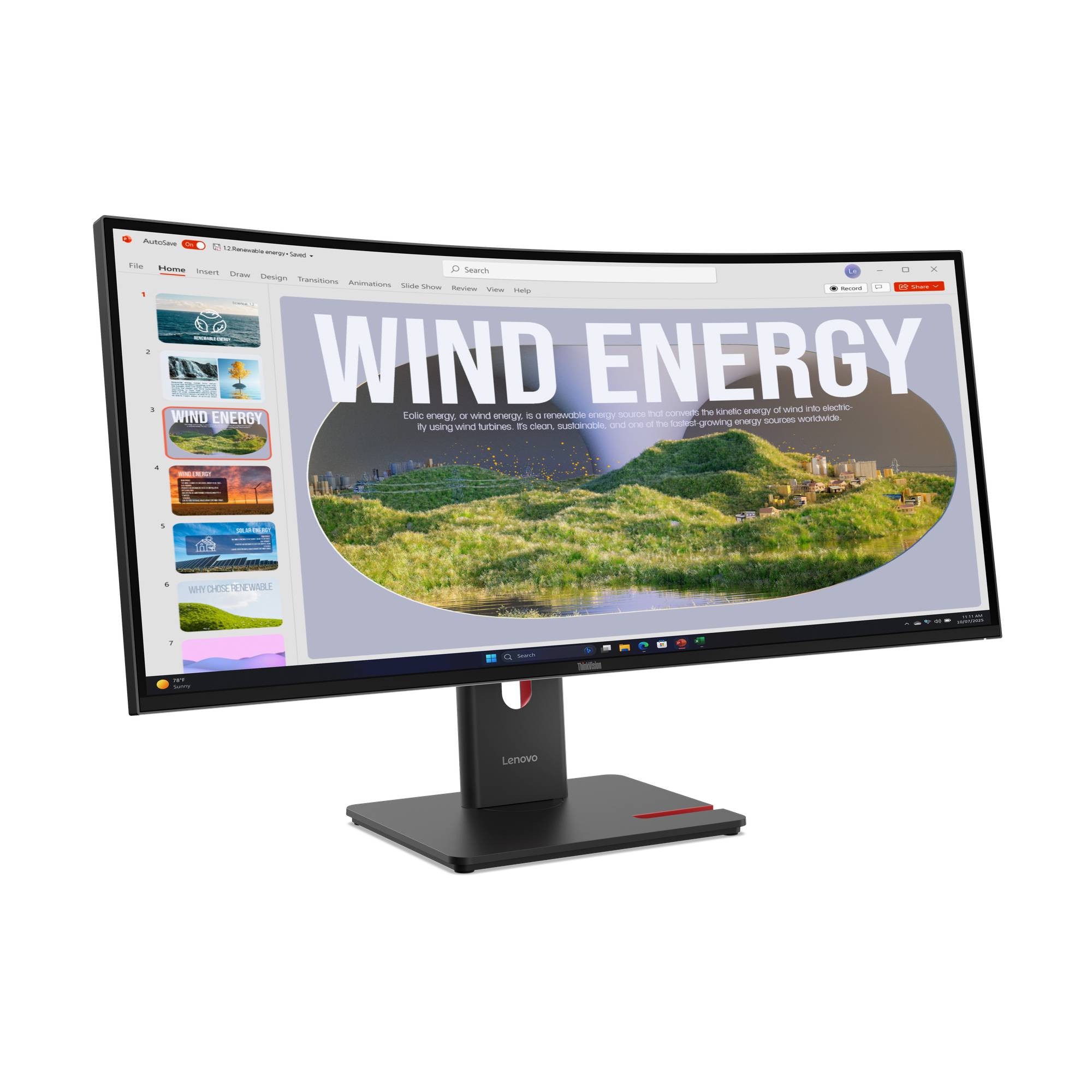 LENOVO ThinkVision T34WD-40 LED Écran curved 34p 3440x1440 UWQHD 120Hz VA 300cd/m2 3000:1 HDR10 4ms HDMI DisplayPort USB-3