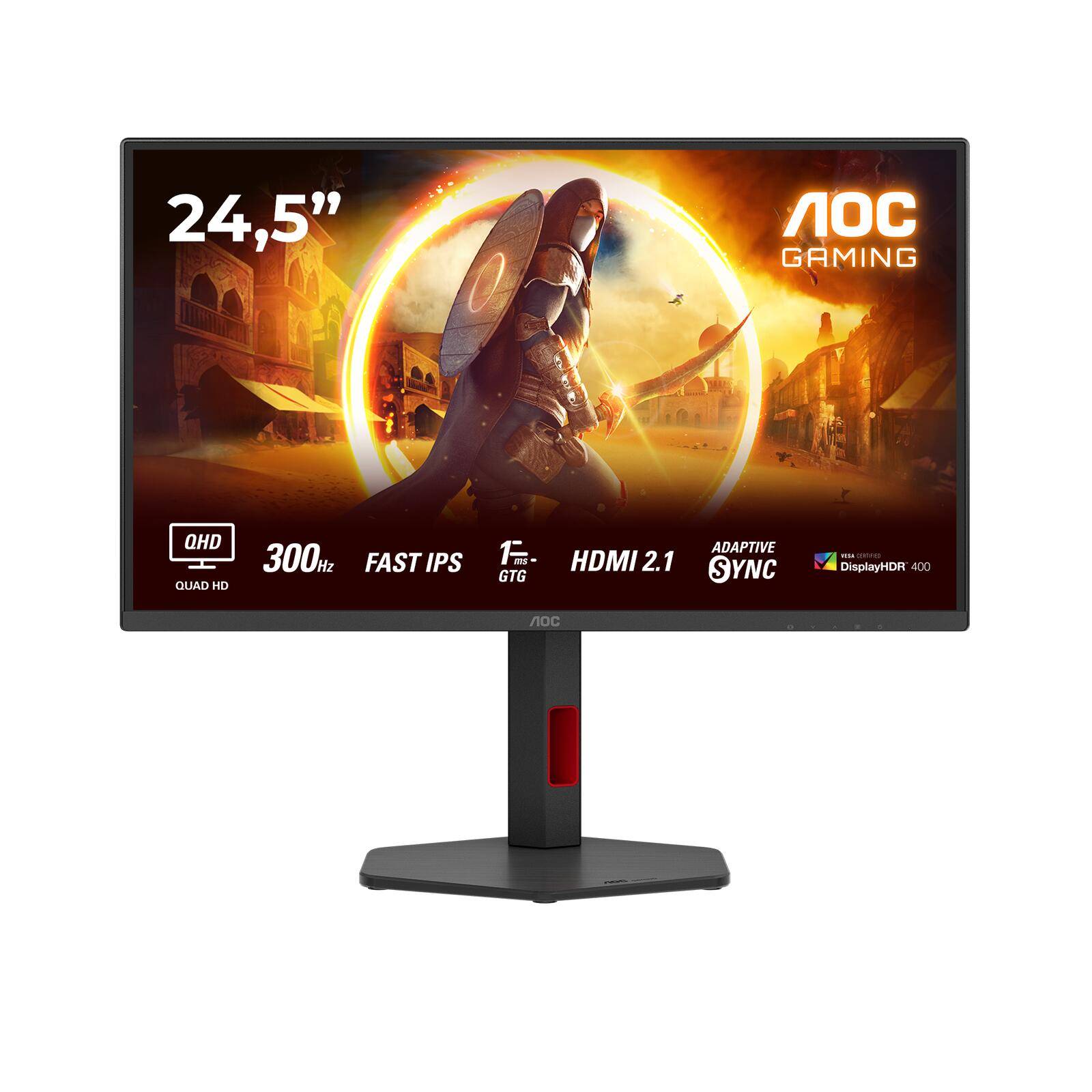 AOC Q25G4SR 24.5p QHD Fast IPS 300Hz 0.03ms 400cd/m2 HDMI2.1 DP Speakers Height-0