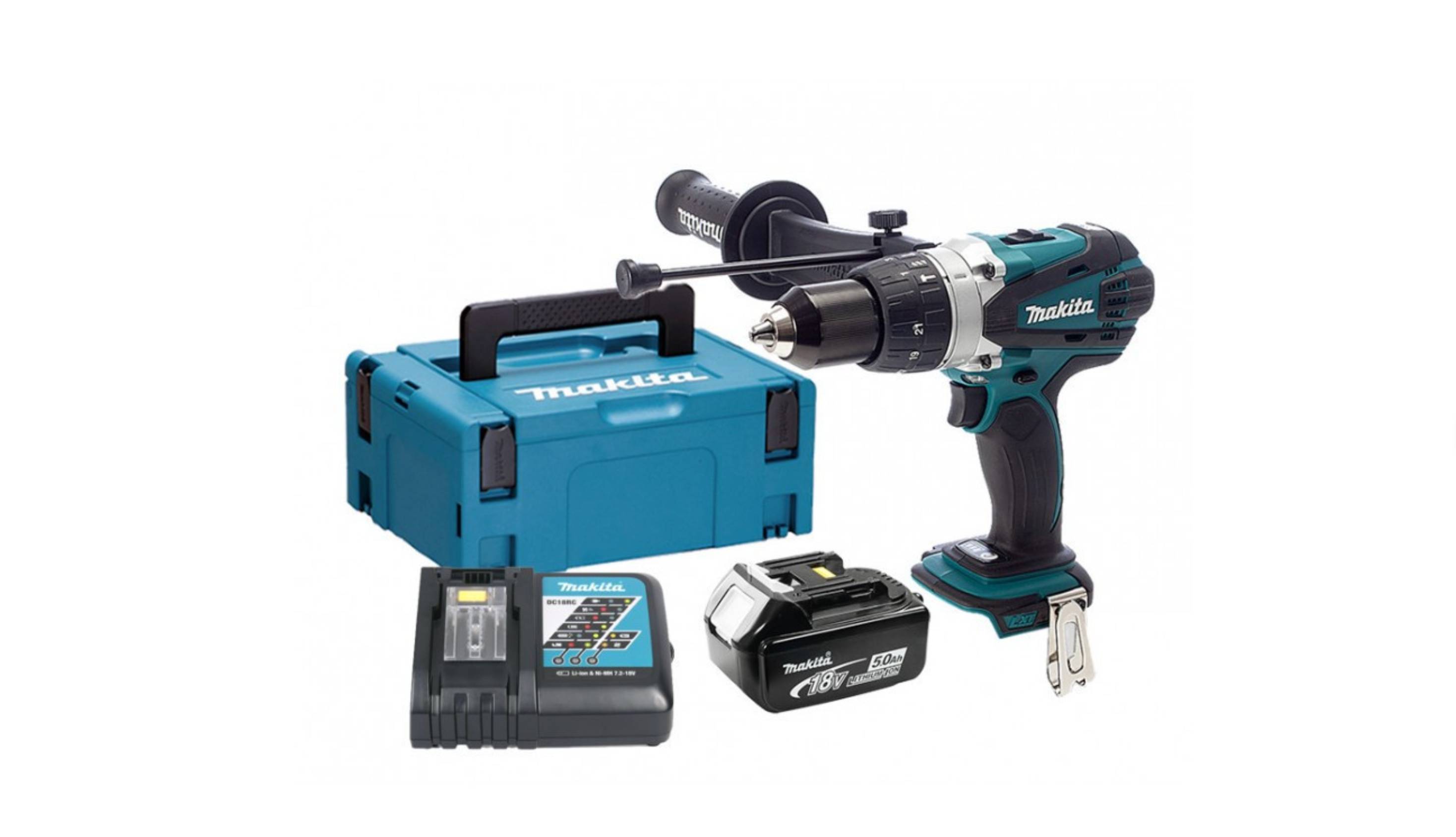 Perceuse à percussion 18V LXT -1×5.0 Ah- en MAKPAC MAKITA DHP458RT1J-0
