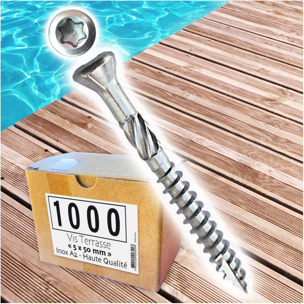 Vis terrasse 5 x 50 mm en inox A2, TX25 Boite de 1000 pièces SCELL-IT-1