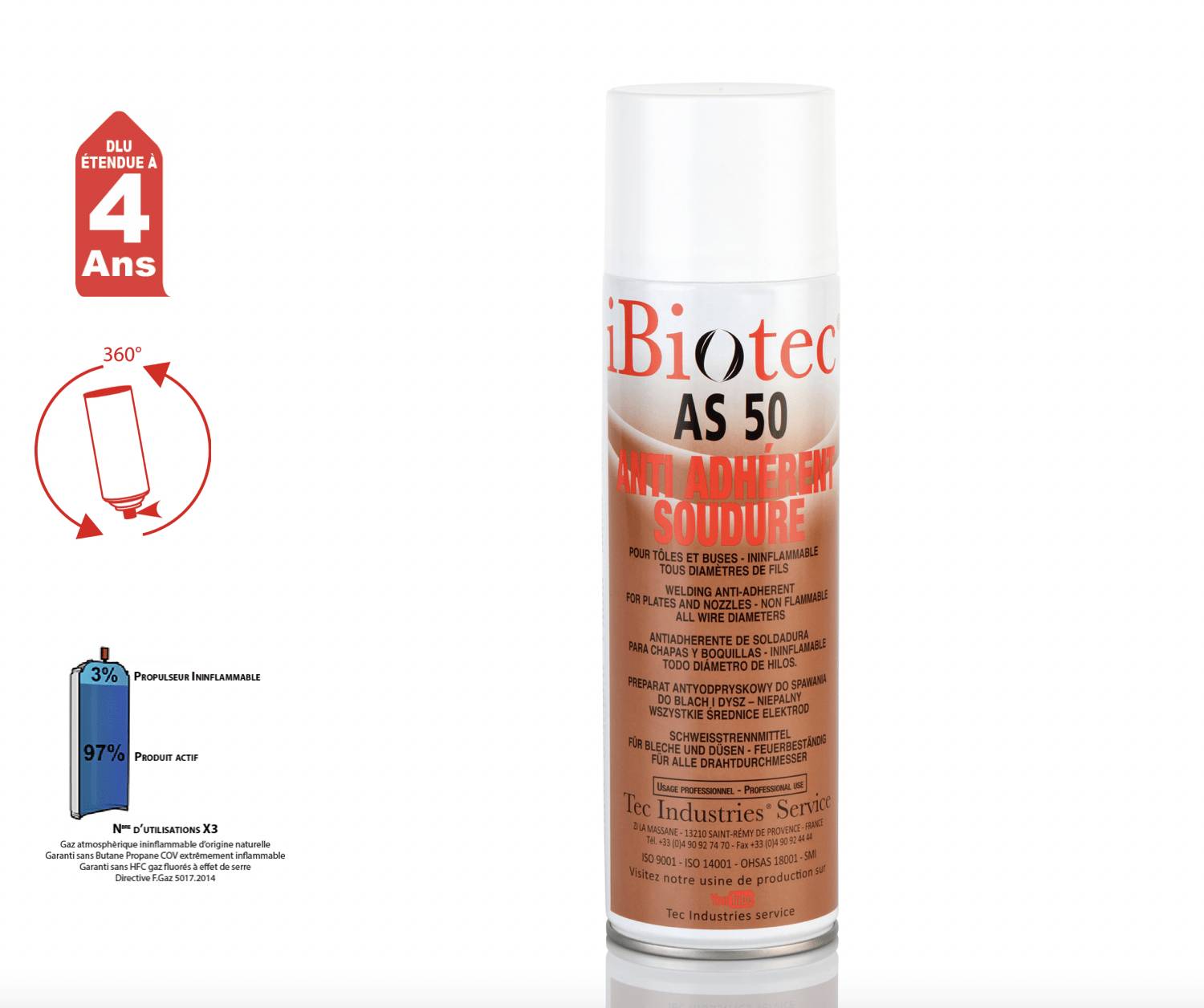 ANTI-GRATTONS SOUDURES ININFLAMMABLES - Aérosol 650 ML - IBITOTEC AERO AS 50-0