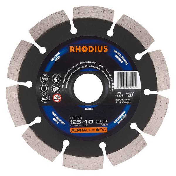 Disque de diamant LD 50  125 x 10,0 x 2,2 x 22,23 mm - RHODIUS LD50