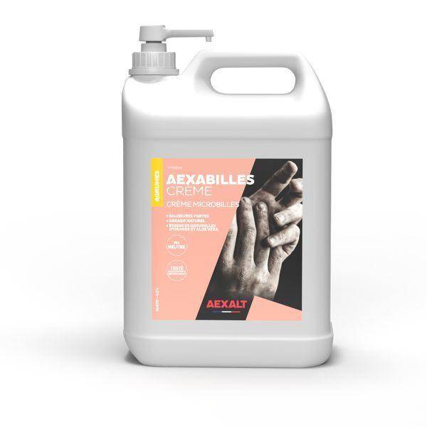 Savon crème mains microbilles - AEXAGO 4.5L - Bidon 4,5L + pompe