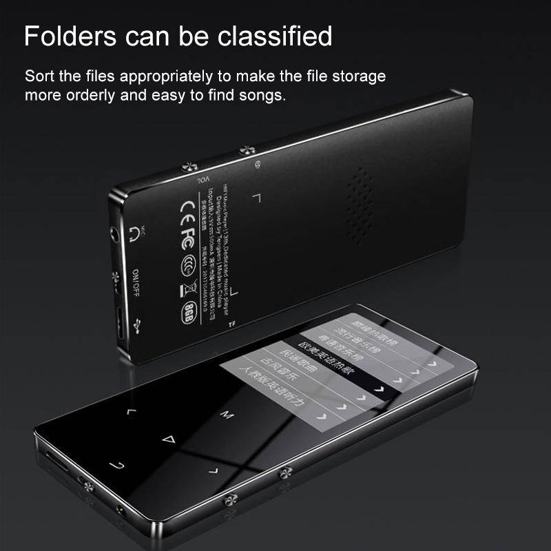 Lecteur MP3 Bluetooth Tactile 1.8 Pouces Son Hifi Haut-Parleur Intégré Radio FM + SD 16Go Noir YONIS-1