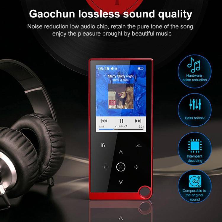 Lecteur MP4 16GB Écran Tactile 2.4 Pouces Support E-Book Alarme Argenté Noir YONIS-1