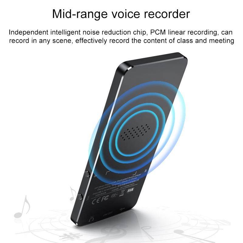 Lecteur MP3 Bluetooth Tactile 1.8 Pouces Son Hifi Haut-Parleur Intégré Radio FM + SD 16Go Noir YONIS-3
