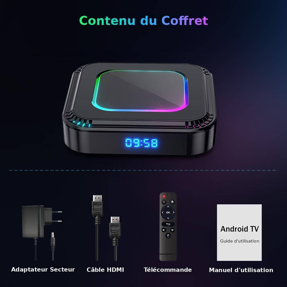 Box TV Android 13.0 8K 4 Go 32 Go WiFi Double Bande Avec Télécommande - Noir - Yonis-2