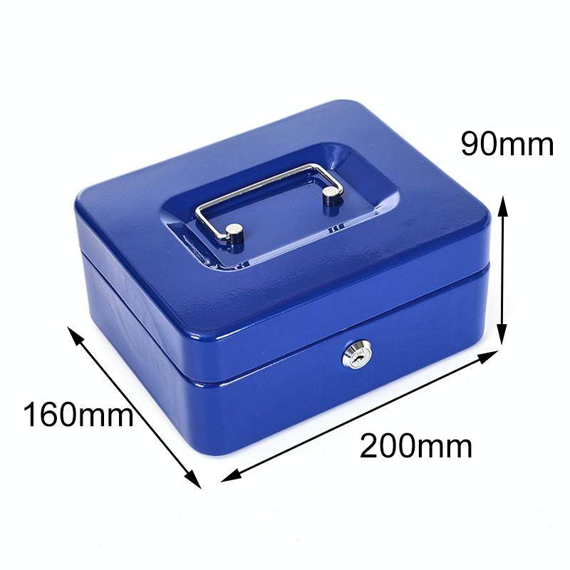 Tirelire Coffre-Fort Portable Ignifuge En Métal Avec Clé Pour Maison Bleu YONIS-1