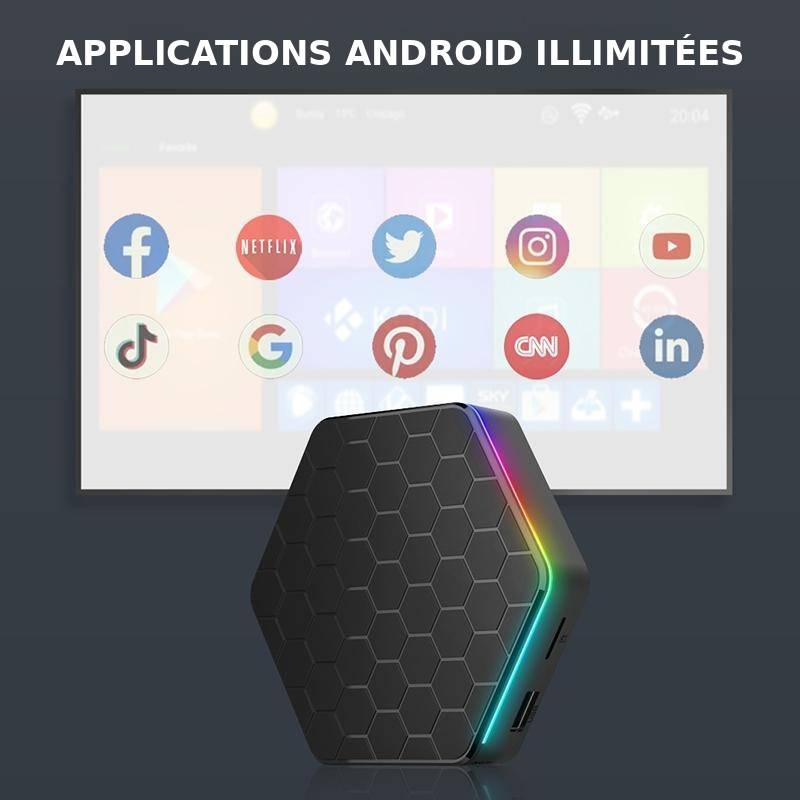 Boîtier TV Android 8K WiFi 6 4 Go 32 Go avec Télécommande - Noir - Yonis-2