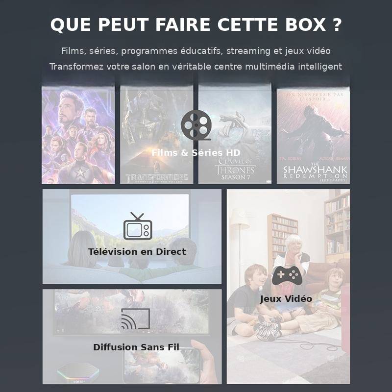 Boîtier TV Android 8K WiFi 6 4 Go 32 Go avec Télécommande - Noir - Yonis-3