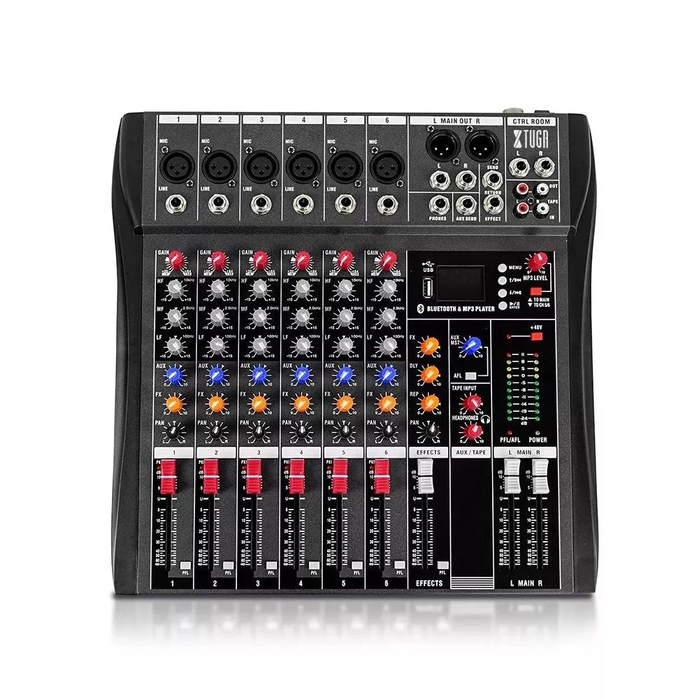Table De Mixage 6 Canaux Avec Alimentation 48V Connexion Bluetooth USB MP3 Noir YONIS-0
