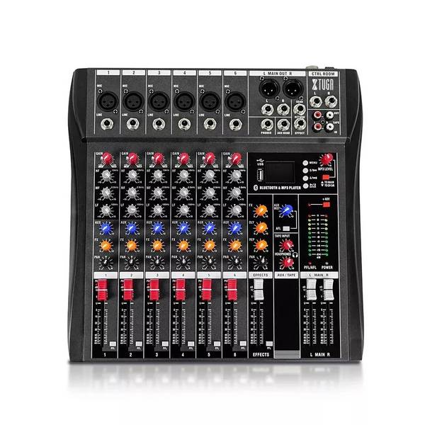 Table De Mixage 6 Canaux Avec Alimentation 48V Connexion Bluetooth USB MP3 Noir YONIS