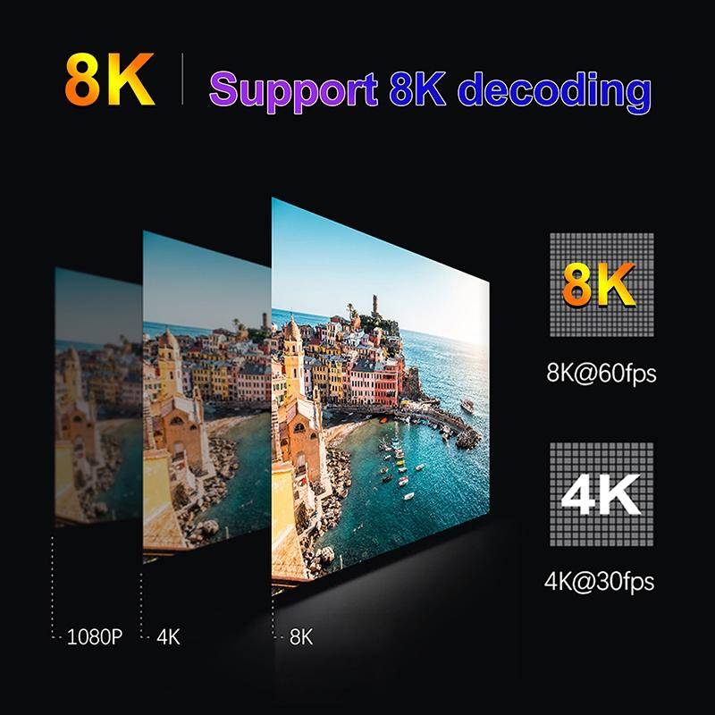 Boîtier TV Android 12 8K 64 Go WiFi 6 Bluetooth 5.0 - Noir - Yonis-0
