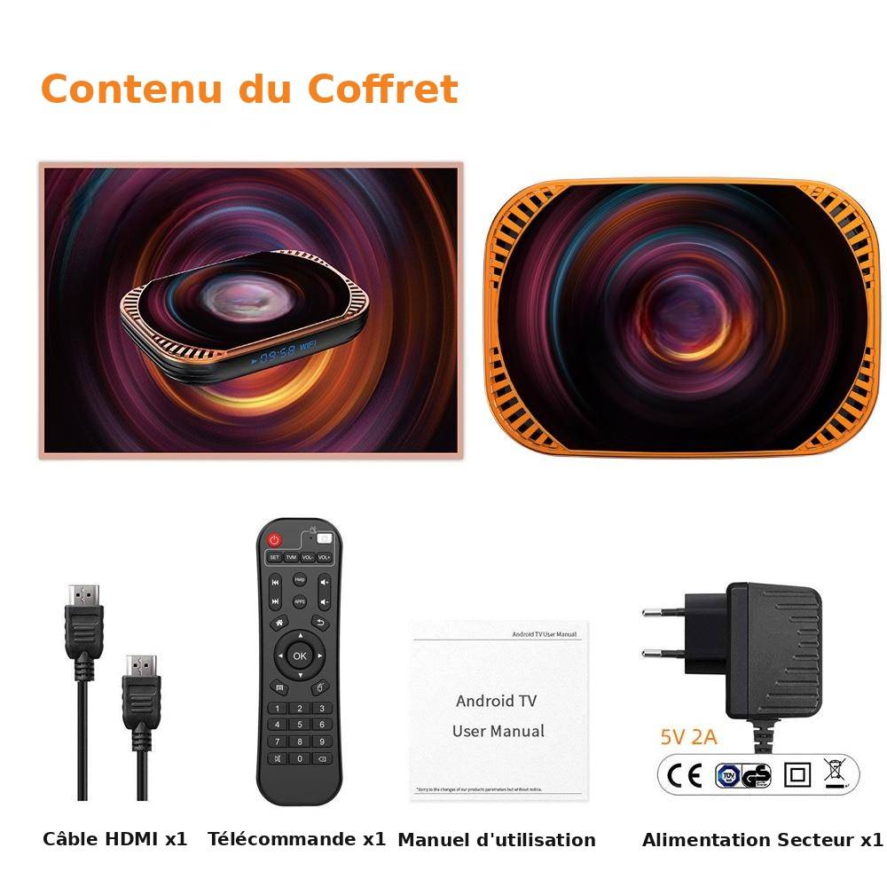 Box TV & Mini PC Android 11 8K 4Go 64Go Dual Wifi Multimédia & Bureau - Noir - Yonis-2