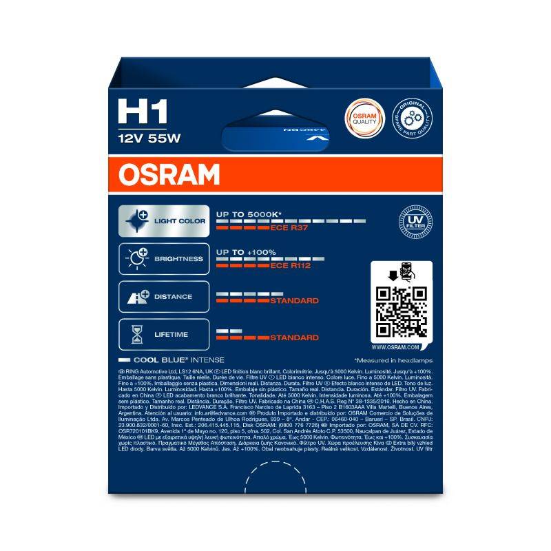 Kit 2 ampoules halogène Osram COOL BLUE® INTENSE NextGen H1 12V 64150CBN-2HB-1