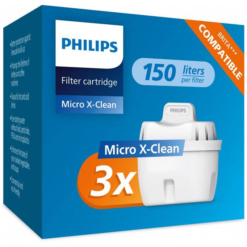 Pack de 3 filtres pour carafes filtrantes en Microfiltration, compatible Brita Philips PHAWP211/24-0