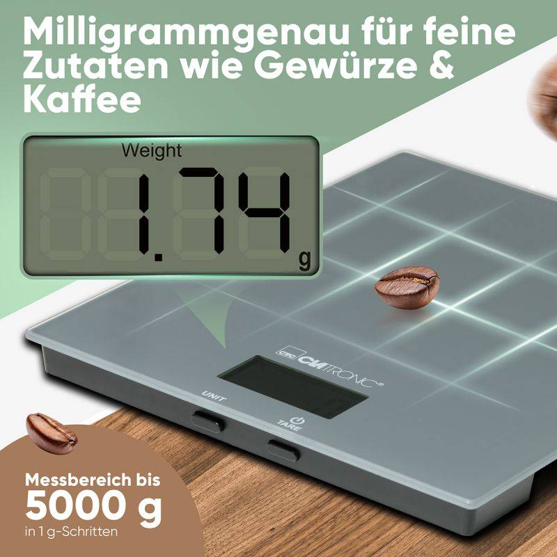 Balance de cuisine en verre Gris Clatronic KW3820-Gris-4