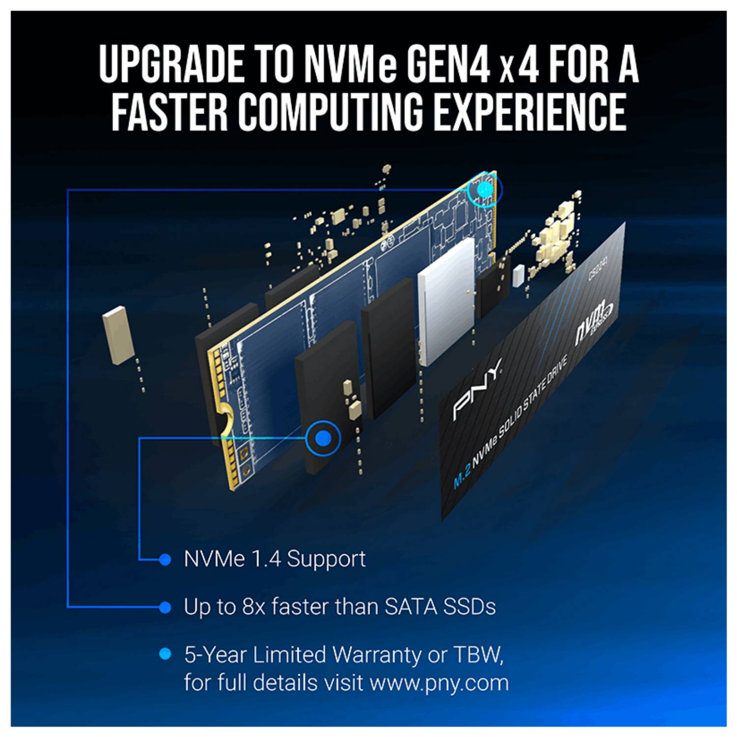 PNY CS2241 SSD 500GB M.2 2280 NVMe Gen4-0