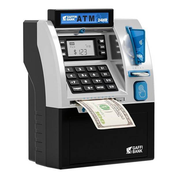 Tirelire Enfant ATM Intelligente Avec Carte Et Code Pour Économies Amusantes Noir YONIS