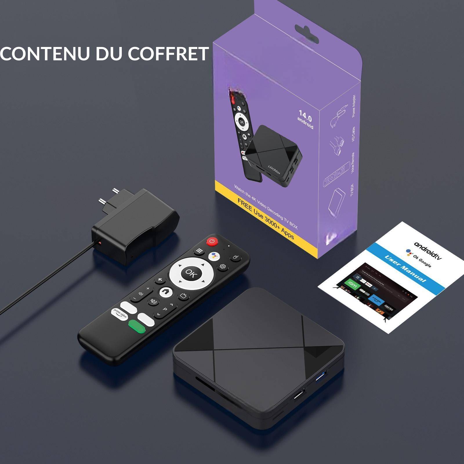 Box Android TV 4K UHD Avec Télécommande Et Android 14 Pour Streaming Fluide - Noir - Yonis-1