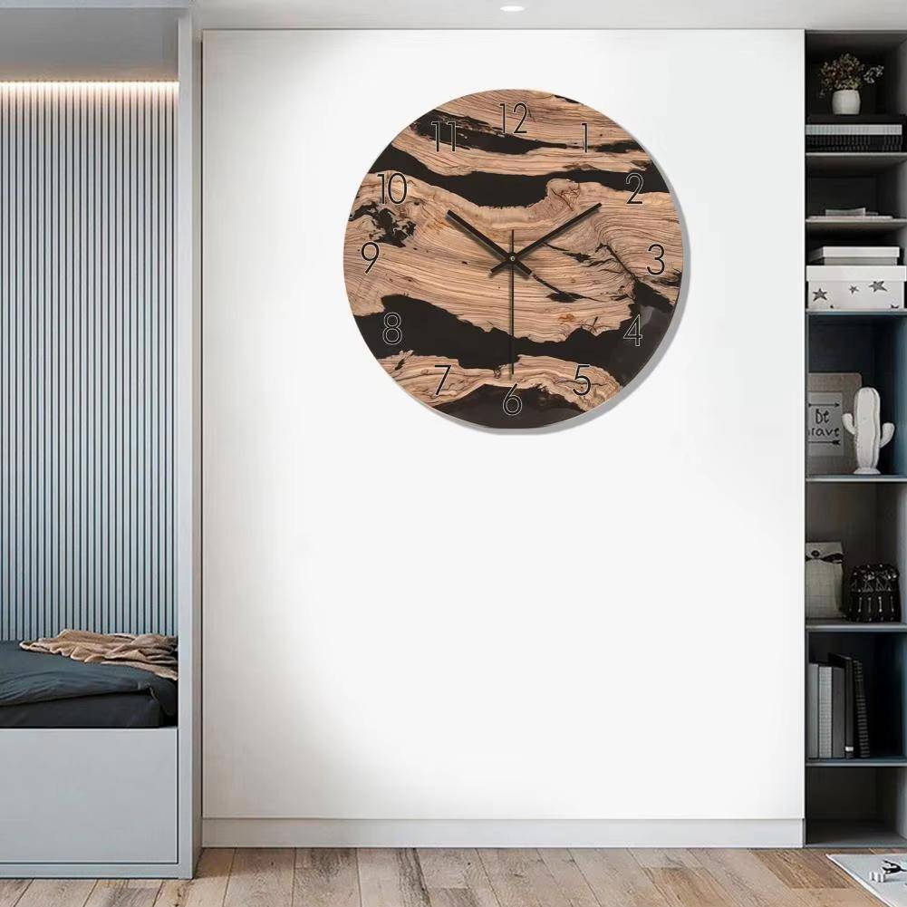 Horloge Murale Bois 30cm Silencieuse Design Minimaliste Rustique Chic YONIS-0